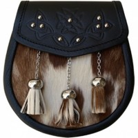 Cow Hide Sporran Thistle Embossed Chain Straps included.